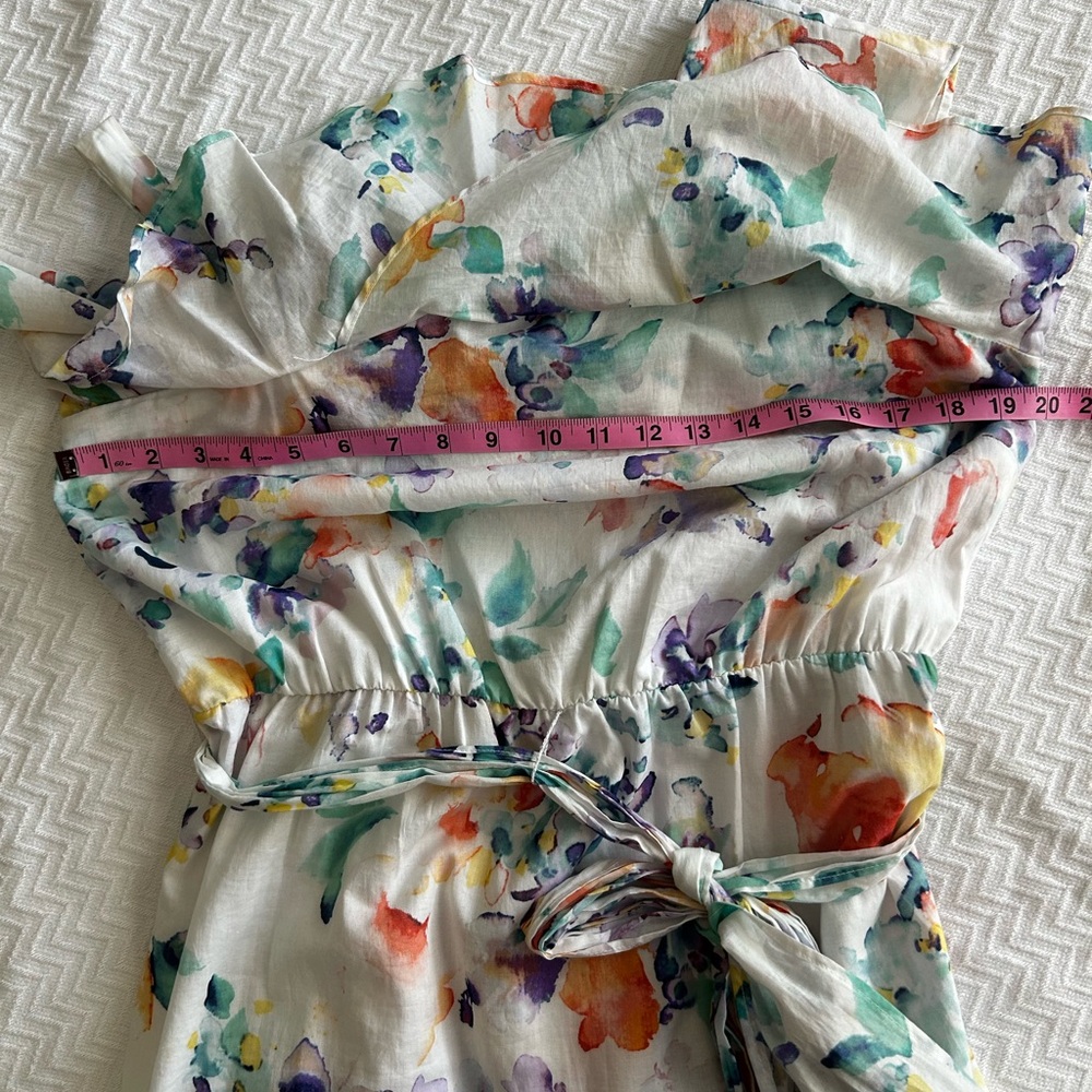 Calvin Klein One Shoulder Sheath White Multicolor Floral 100% Cotton Dress Sz 12 - Picture 7 of 9